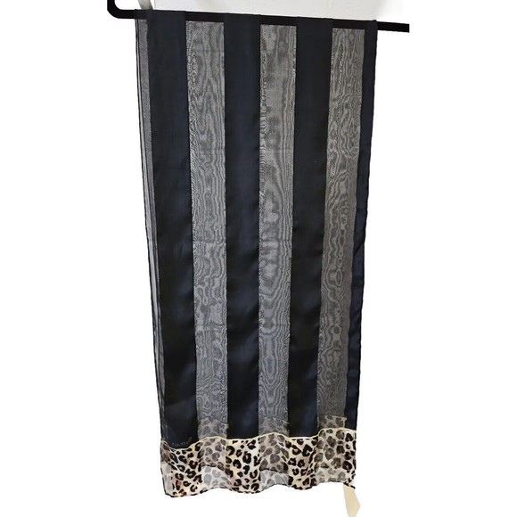 Nwt Bill Blass Vintage 100% Silk Black Cheetah Print Rectangular Scarf 52 X 12 - Picture 1 of 7